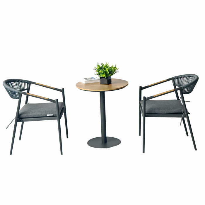 Set mobilier tarasa/gradina KLUGMEISTER KJF11196, doua scaune + masa, cu perne incluse, culoare gri [1]