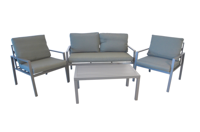Set mobilier terasa/gradina KLUGMEISTER KJF206, doua fololii + canapea + masuta, cu perne incluse, culoare gri [2]