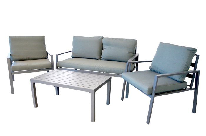 Set mobilier terasa/gradina KLUGMEISTER KJF206, doua fololii + canapea + masuta, cu perne incluse, culoare gri [4]