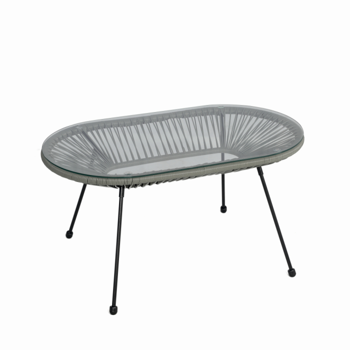 Set mobilier terasa/gradina KLUGMEISTER KJF3643, doua scaune + canapea + masuta, material otel + ratan, culoare gri [5]
