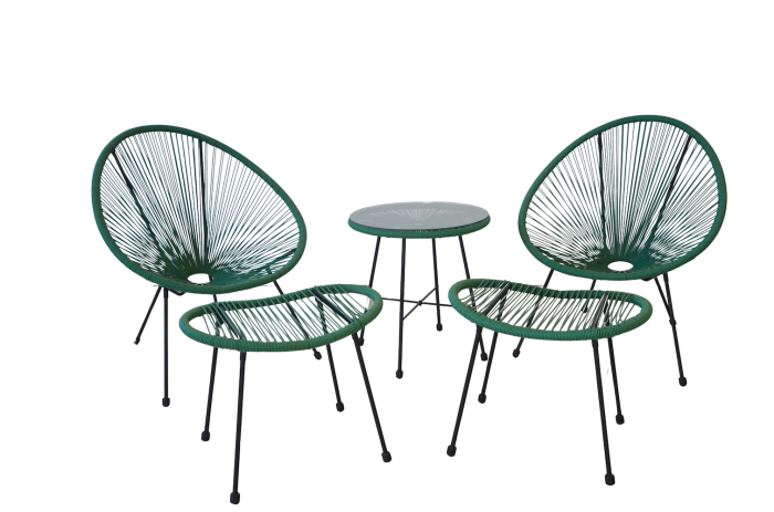 Set mobilier terasa/gradina KLUGMEISTER KLFC042, doua scaune + masa + doua suporturi picioare, verde [1]