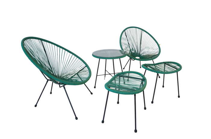 Set mobilier terasa/gradina KLUGMEISTER KLFC042, doua scaune + masa + doua suporturi picioare, verde [2]