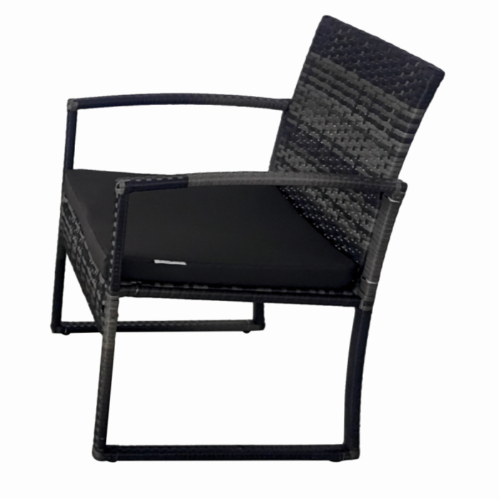 Set mobilier terasa/gradina tip ratan KLUGMEISTER KJF4965, canapea + doua fotolii + masuta din sticla securizata, culoare gri [3]
