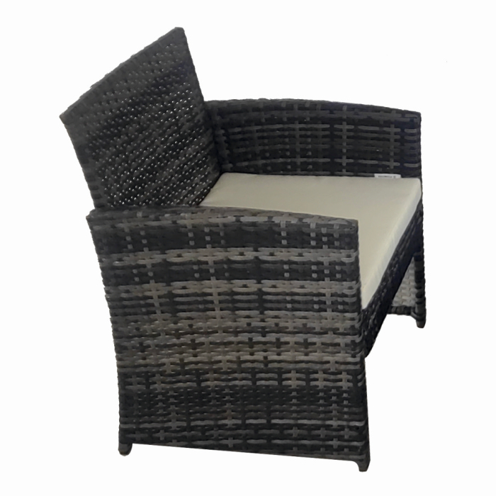Set mobilier terasa/gradina tip ratan KLUGMEISTER KJFR030, canapea + doua fotolii + masuta din sticla securizata, culoare gri [3]