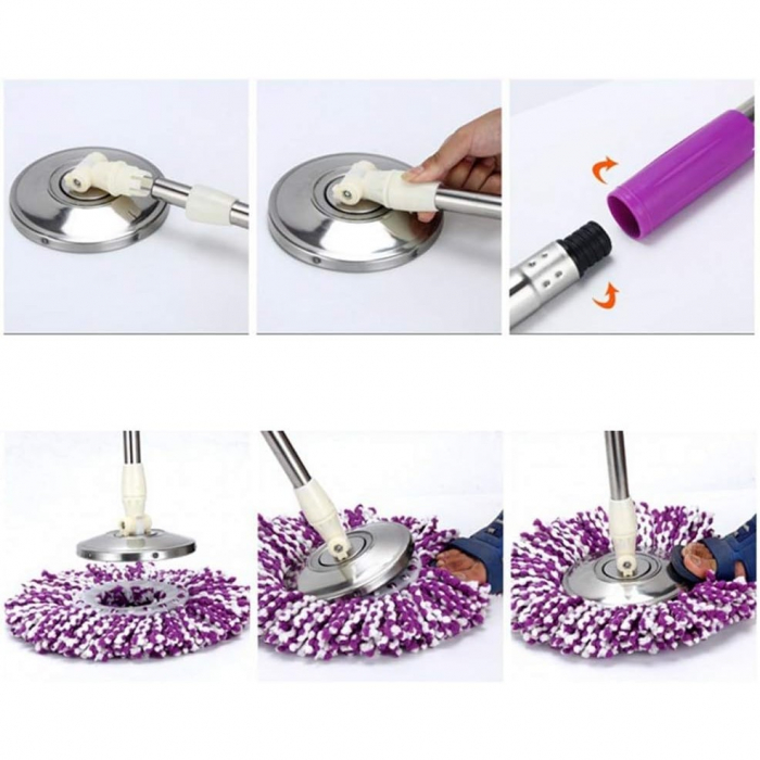 Set mop rotativ cu galeata Flippy, material plastic si microfibra, rezistent, cu dop scurgere, vas detasabil, pentru interior, capacitate 8 l, negru/rosu [3]