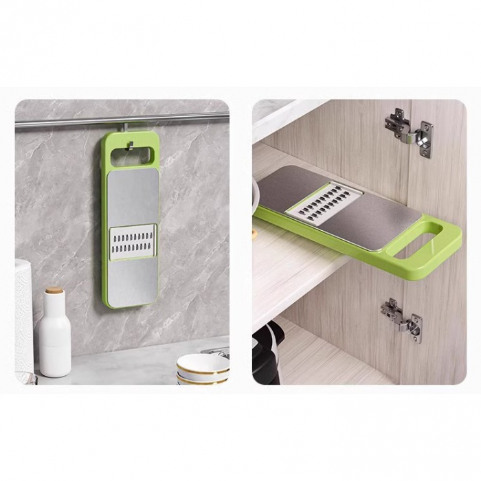 Set Multifunctional din 7 Piese, Flippy, pentru Taierea si Maruntirea Legumelor, Uz Casnic,din Otel Inoxidabil, Gri-Verde [6]