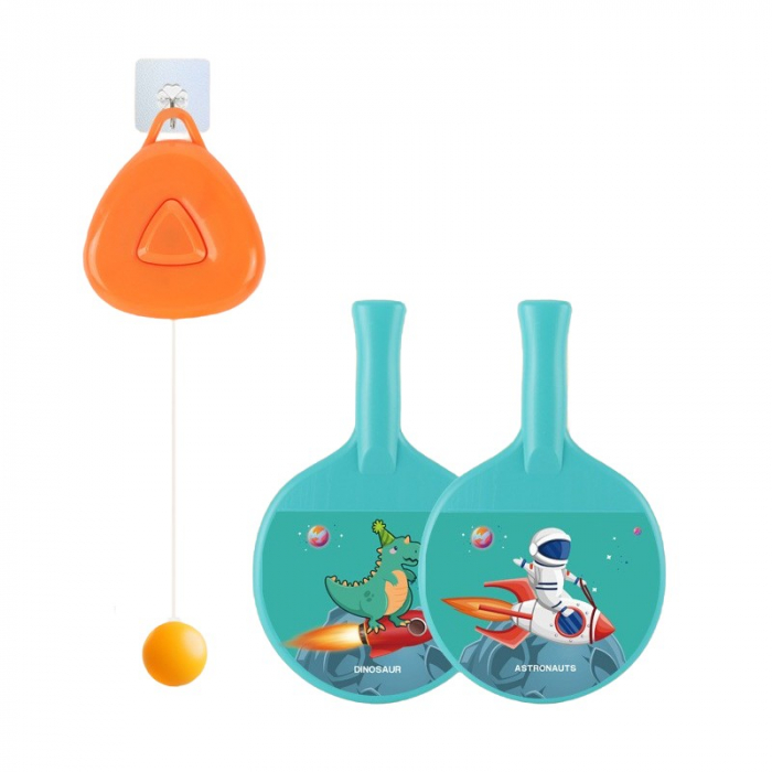 Set Palete pentru Tenis de Masa, Flippy, pentru Copii, Accesoriu de Agatat Inclus, 2 Mingi, Design Animat, Albastru [1]