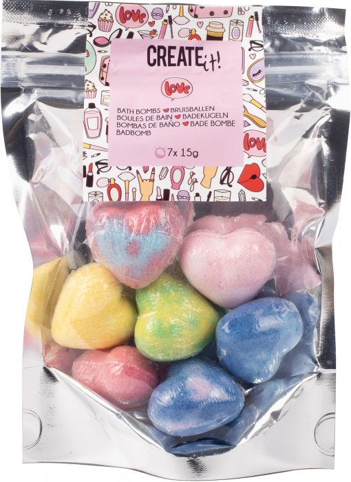 Set pentru fetite 7 mini bombe de baie in forma de inima Create It! [3]