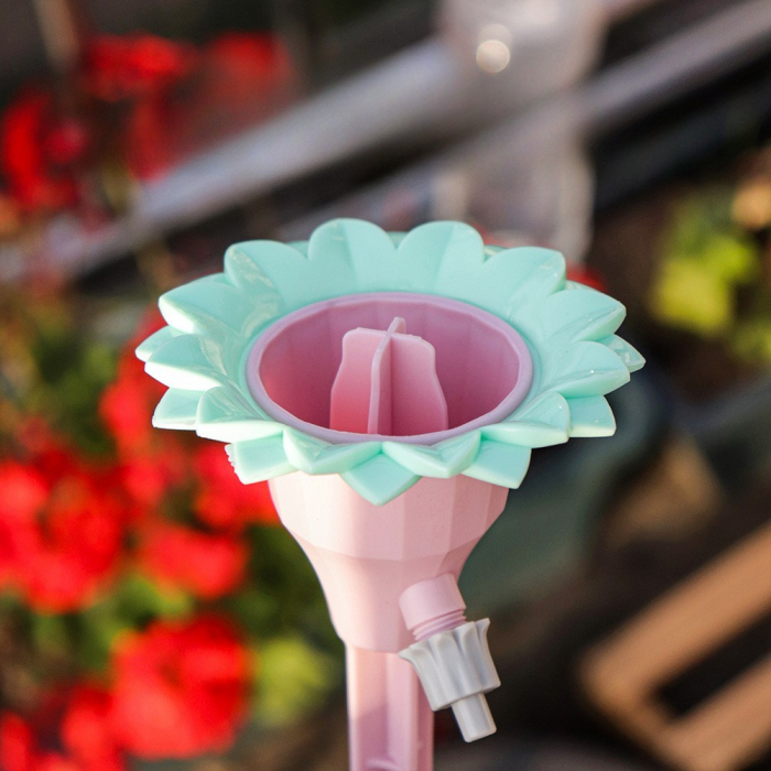 Lichidare Set picuratoare cu valva pentru irigare Flippy, design floare, viteza reglabila, fixare prin infigere, practic, 16.8 x 9 cm, roz [6]