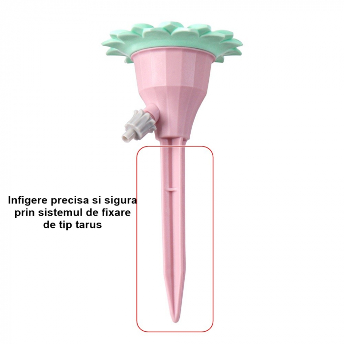 Set picuratoare cu valva pentru irigare Flippy, design floare, viteza reglabila, fixare prin infigere, practic, 16.8 x 9 cm, roz [2]