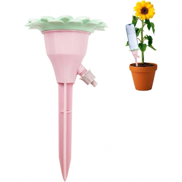 Lichidare Set picuratoare cu valva pentru irigare Flippy, design floare, viteza reglabila, fixare prin infigere, practic, 16.8 x 9 cm, roz [7]