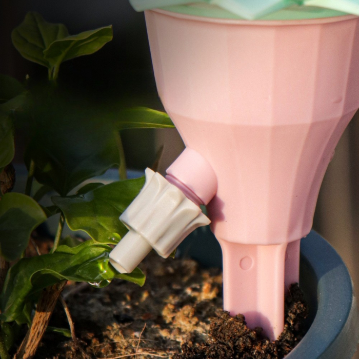 Lichidare Set picuratoare cu valva pentru irigare Flippy, design floare, viteza reglabila, fixare prin infigere, practic, 16.8 x 9 cm, roz [5]