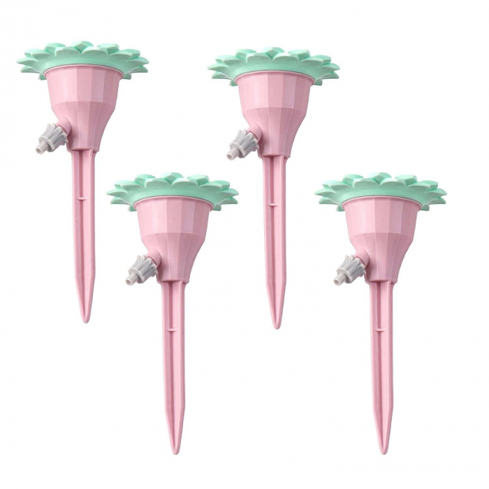 Set picuratoare cu valva pentru irigare Flippy, design floare, viteza reglabila, fixare prin infigere, practic, 16.8 x 9 cm, roz [1]