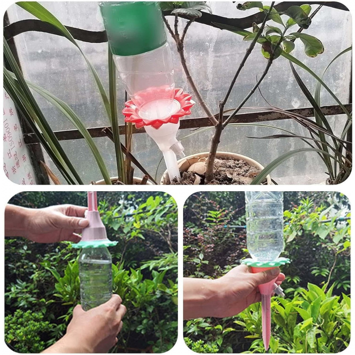 Lichidare Set picuratoare cu valva pentru irigare Flippy, design floare, viteza reglabila, fixare prin infigere, practic, 16.8 x 9 cm, roz [8]