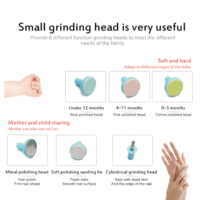 Set Pila Electrica pentru Copii si Bebelusi, Flippy, ABS, 6 Accesorii, cu Lumina LED, Albastru Alb [8]