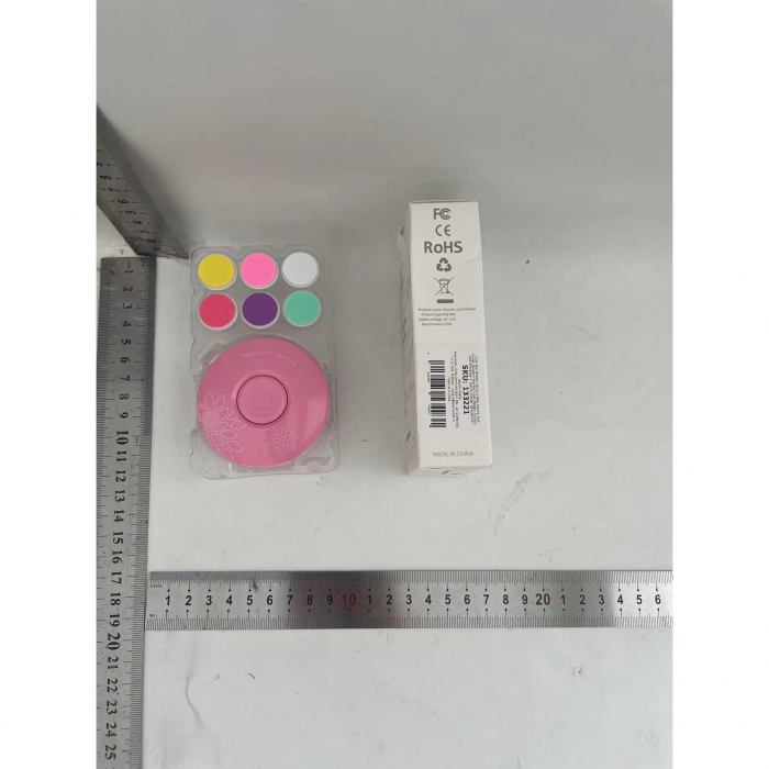 Set Pila Electrica cu Baterie, Flippy, pentru Copii si Bebelusi, din ABS, 6 Accesorii, Model cu Flori, 6.5 x 1.8 cm, Roz [2]