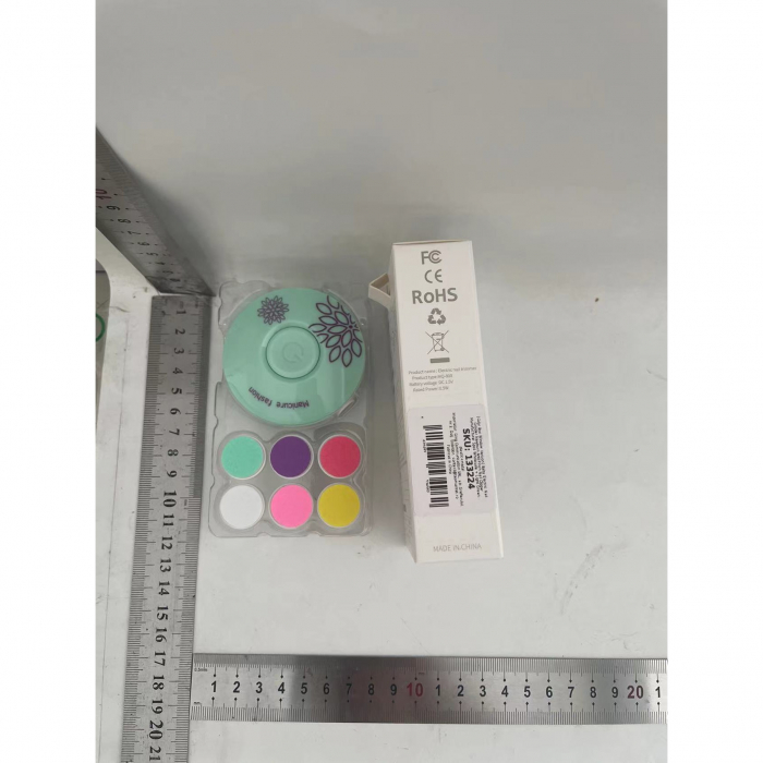 Set Pila Electrica pentru Copii si Bebelusi, Flippy, ABS, Incarcare USB, Model cu Flori, 6 Accesorii, cu Lumina LED, Verde [2]