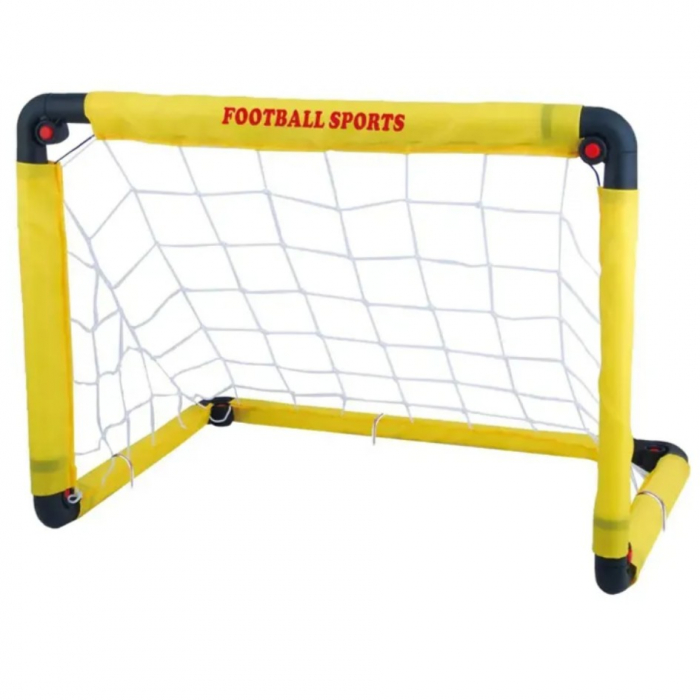 Set Poarta de Fotbal pentru Copii, Flippy, 80x120 cm, Minge, Cartonase, Pompa, Fluier, Interactiv, Distractiv, Galben [4]
