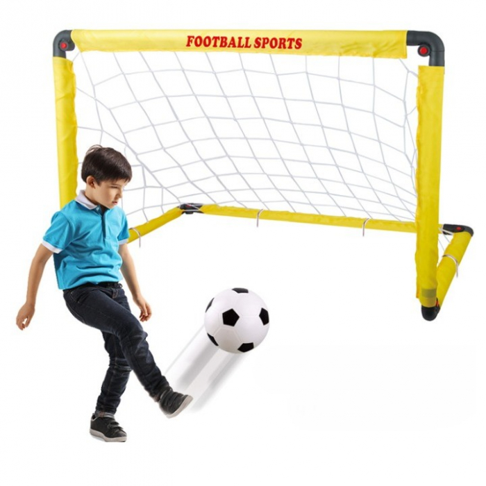 Set Poarta de Fotbal pentru Copii, Flippy, 80x120 cm, Minge, Cartonase, Pompa, Fluier, Interactiv, Distractiv, Galben [6]