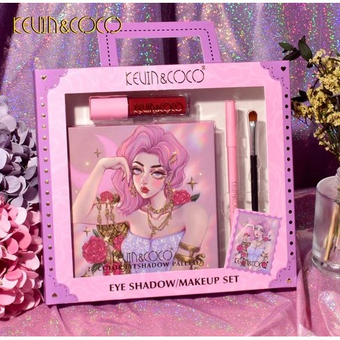 Set Produse de Machiaj, Kevin &amp; Coco, 28 Culori, Fard de Ochi, Ruj, Pensula si Creion [5]