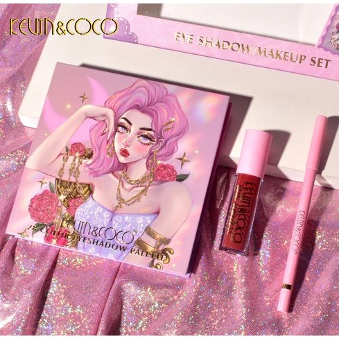 Lichidare Set Produse de Machiaj, Kevin & Coco, 28 Culori, Fard de Ochi, Ruj, Pensula si Creion [4]