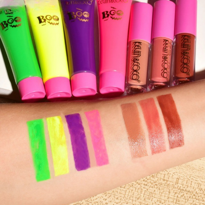 Set Produse de Pictat Fata, KEVIN &amp; COCO, Halloween, 12 culori, 3 Rujuri, 4 Tuburi Vopsea, 25.5 x 20.5 x 2.6 cm, Multicolor [2]