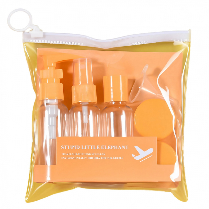 Set Recipiente pentru Cosmetice, Flippy, 5 Piese, cu Gentuta, pentru Calatorii, Reutilizabile, Portocaliu, Material Plastic, 40 ml, 10g [1]