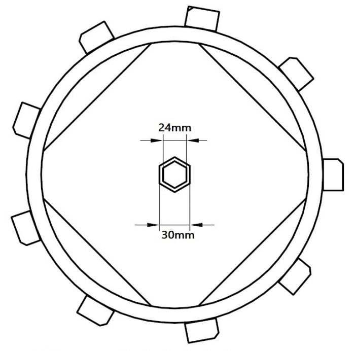 Set roti metalice 300x135 cu manicot, 23 de axe, Elefant [6]