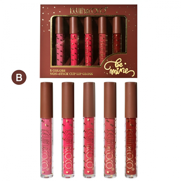 Set Rujuri de Buze, KEVIN &amp;amp; COCO, Be Mine 5 Culori, 14.4 x 10.9 x 2.5 cm, Roz/Rosu, Varianta B [1]