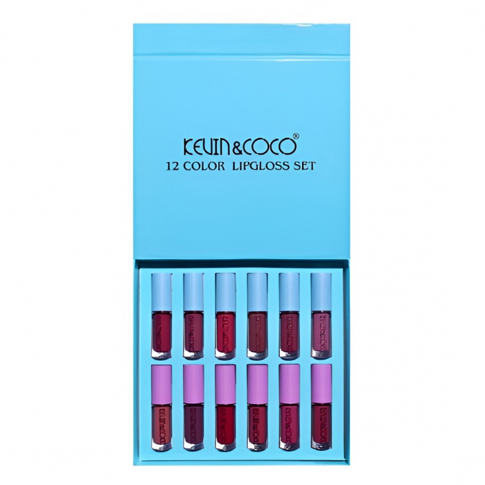Set Rujuri de Buze, KEVIN &amp; COCO, 12 Culori, 17x14.8x2.9 cm, Diferite Nuante, LipGloss, Albastru [5]