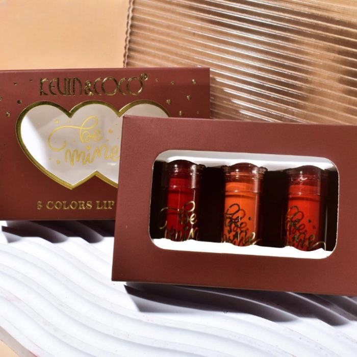 Set Rujuri de Buze Mate, KEVIN &amp;amp; COCO, Be Mine 3 Culori, Lip-Gloss, 11 x 7.3 x 2.7cm, Roz, Varianta A [4]