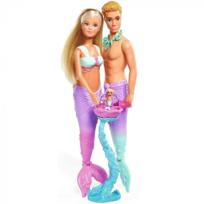 Set Simba Steffi Love Mermaid Family papusa Steffy 29 cm, papusa Kevin 29 cm si accesorii [1]