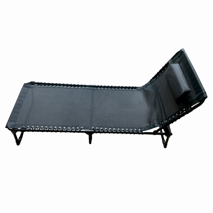 Sezlong pliabil din otel 189x59x34 cm din otel si fir textilene KLUGMEISTER KJF3797, culoare neagra [2]