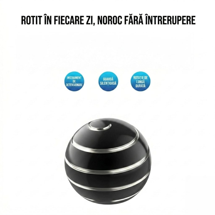 Sfera Fidget Spinner Metalic, Flippy, Corp Aliaj Zinc, Rulment Inox, Jucarie Antistres pentru Focus si Relaxare, Diametru 40 mm, Gadget pentru Birou, Scoala, Cadou pentru Copii si Adulti, Negru [4]