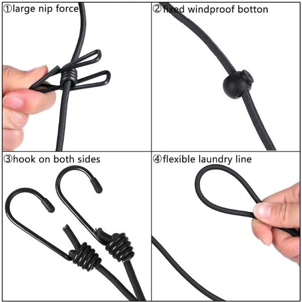 Sfoara pentru Uscarea Hainelor, Flippy, Portabila, 12 Clips-uri Incluse, 180 cm, PP Cablu de Otel, Negru [6]