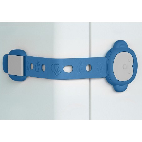 Siguranta pentru Usi Copii, Flippy, Sistem de Blocare Sertare, Dulap, Frigider, Adeziv, cu Sistem de Inchidere Dublu, Model Maimutica, Albastru [6]