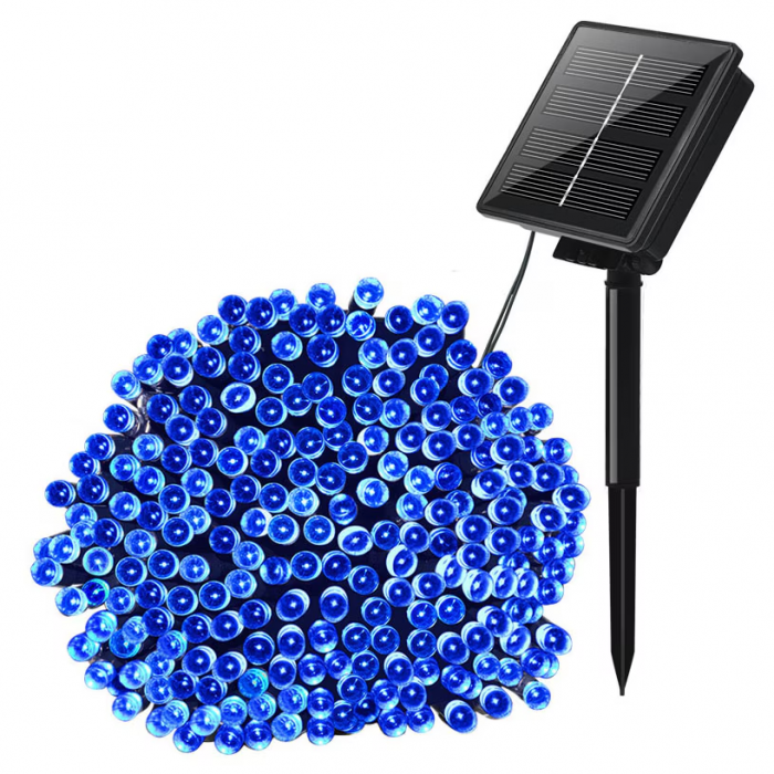 Sir solar 300 led ,33 m, albastru, cu telecomanda [1]