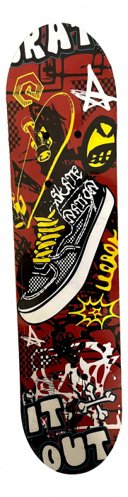 Skateboard 60 cm din lemn, pentru copii, Greutate maxima 30 kg, Model Adidas, Rosu [2]