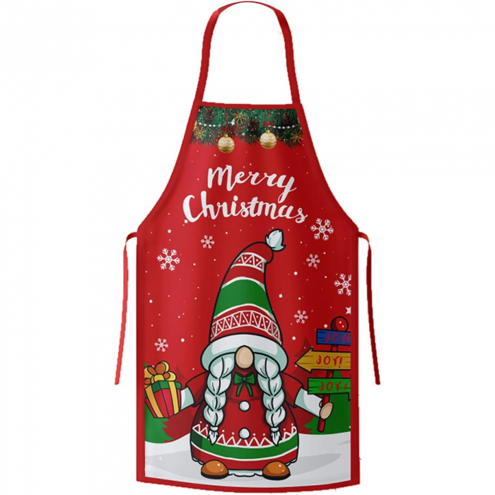 Sort de Bucatarie Decorativ, Flippy, Tema Craciun, 50 x 70 cm, Model Elf, din Poliester, Rosu [3]
