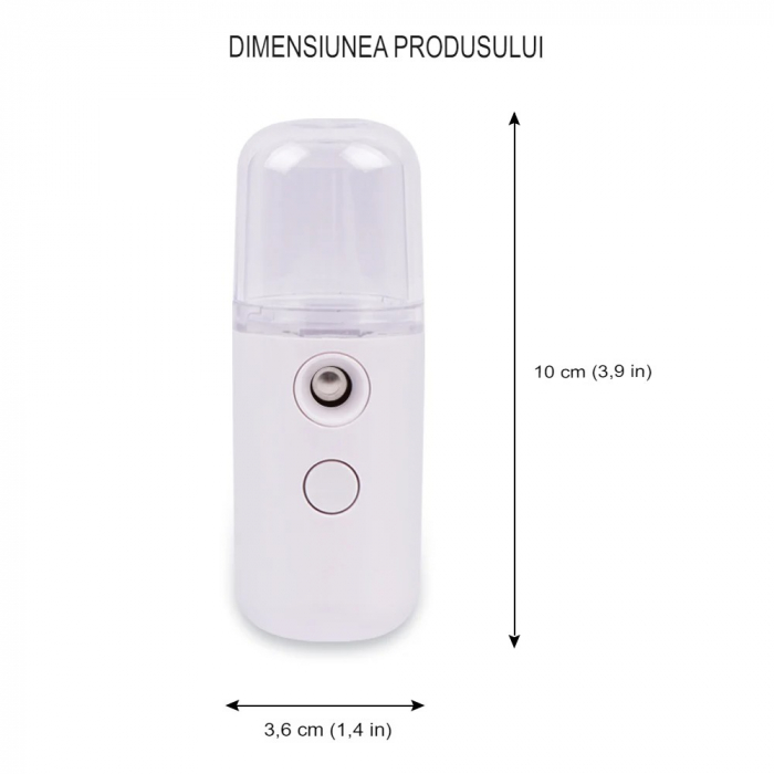 Spray de Hidratare Facială cu Tehnologie Nano, Flippy, Hidratare, Igienizare, Abur Rece, Încărcare USB, Capacitate 30 mL, 10cm, Alb [7]