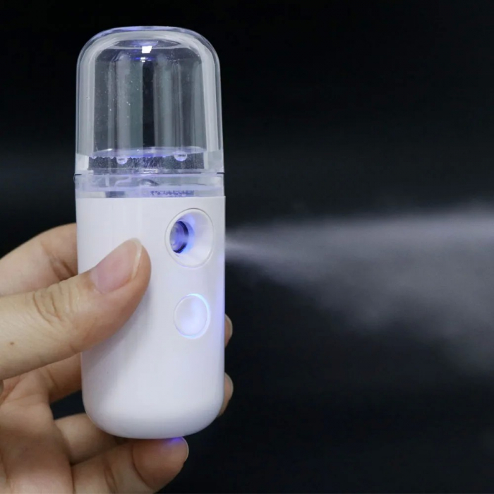 Spray de Hidratare Facială cu Tehnologie Nano, Flippy, Hidratare, Igienizare, Abur Rece, Încărcare USB, Capacitate 30 mL, 10cm, Alb [2]