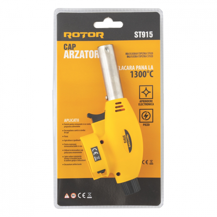 ST915 Cap arzator camping pe gaz ROTOR , 1300 °C , Aprindere electronica/ piezo [2]