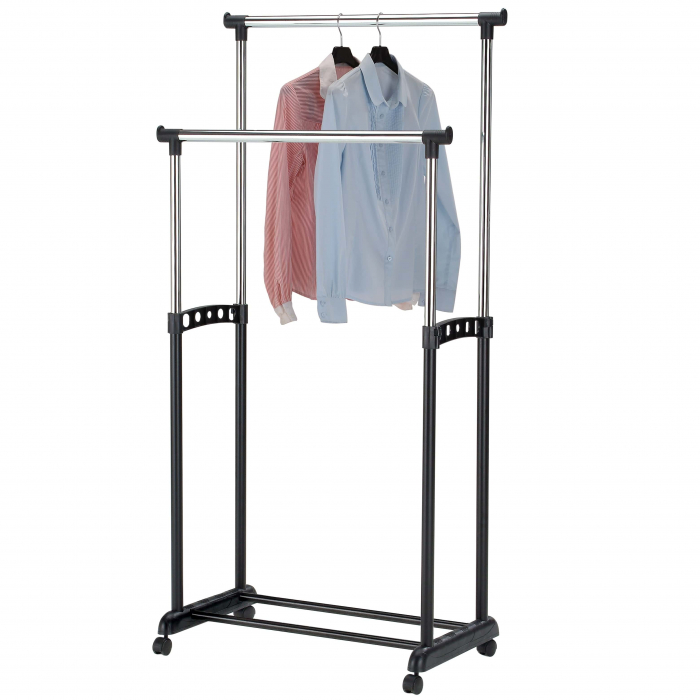 Stand haine dublu, negru, 83x43x94-168 cm [2]