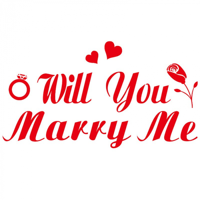Sticker Autocolant, Flippy, Tematica Nunta, Model Scris Will You Marry Me, 21x29 cm, Rosu [1]