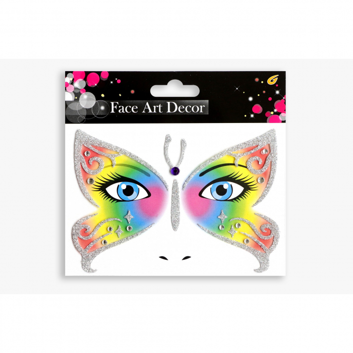 Sticker Temporar pentru Fata, Flippy, pentru Machiaj, Art Face pentru Petrecere, Model Fluture, Multicolor [1]