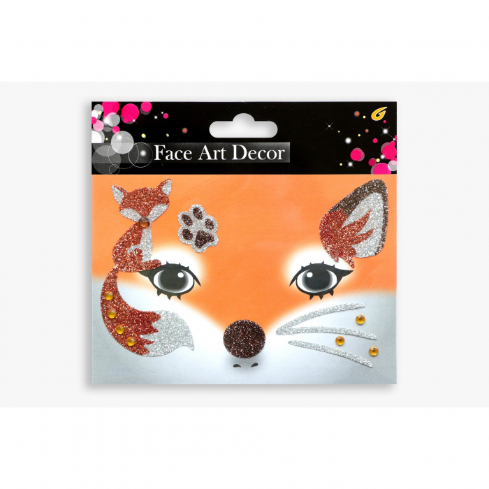 Sticker Temporar pentru Fata, Flippy, pentru Machiaj, Art Face pentru Petrecere, Model Vulpe, Portocaliu [1]