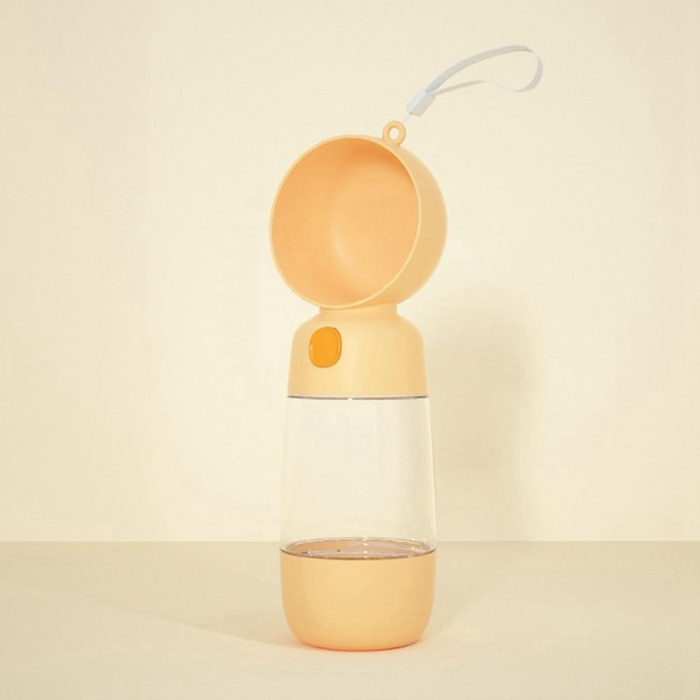 Sticla Animale, Flippy, Portabila, pentru Hrana si Apa, din ABS, 400 ml/182 ml, 25.5 x 8 x 9 cm, Galben [4]