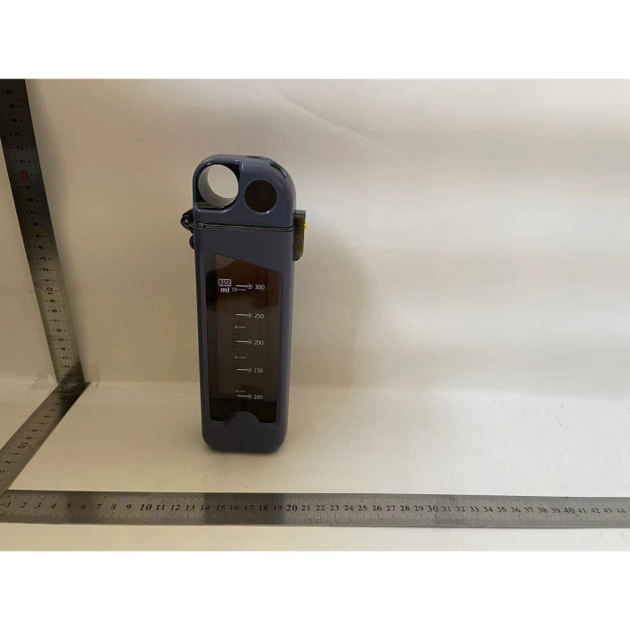 Sticla de Apa pentru Sport, Flippy, 350 ml, cu Pai si Capac, 23x7x4.4 cm, Buton de Blocare, din PC, Albastru [2]