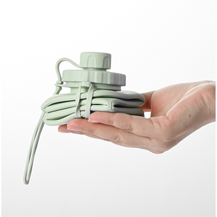 Sticla de apa pliabila Flippy, din silicon,reutilizabila, rezistenta la temepreturi ridiate, usor de depozitat si carat, 22 x 7.8 cm, 600 ml, verde [2]