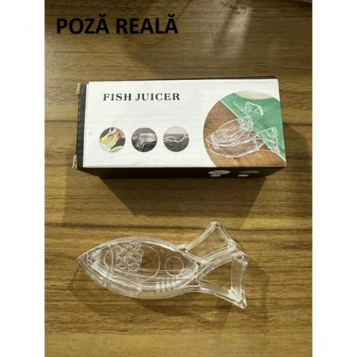 Storcator de Citrice Manual, Flippy, Rezistente, Usor de Folosit si Depozitat, Durabil, Calitativ, 12x5.2 cm, Model Peste, Transparent [11]